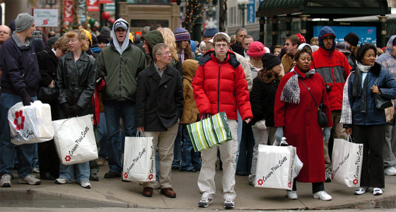 The streets of Chicago were crowded with shoppers on the day after Thanksgiving, the traditional start of the holiday shopping season. 