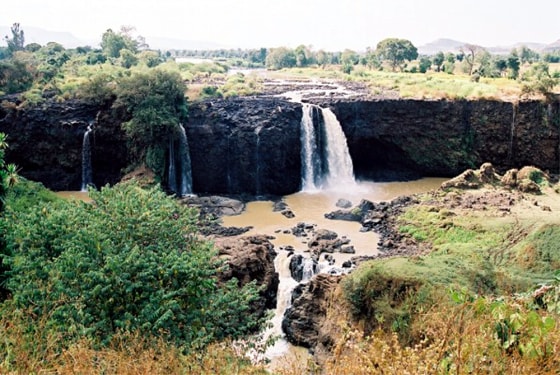 The Blue Nile Falls in Ethiopia are seen at a fraction of their natural flow.