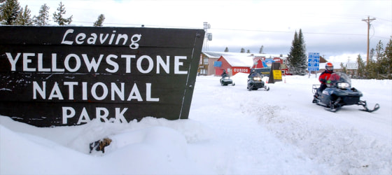 Snowmobilers Ride At Yellowstone National Despite Environmentalists Opposition