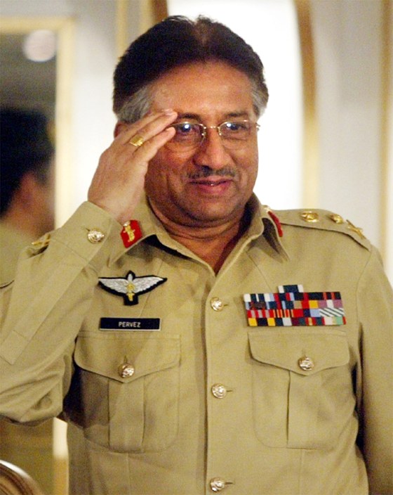 PAKISTAN PRESIDENT GENERAL PERVEZ MUSHARRAF SALUTES AT A SEMINAR IN ISLAMABAD