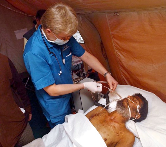 Jalal Shahiki Chahmaleki, shown here receiving treatment Wednesday, succumbed to his injuries Sunday. 