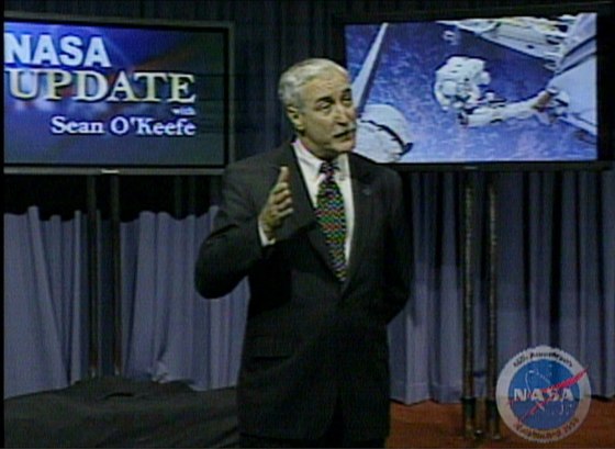 NASA Administrator Sean O'Keefe explains the space agency's new initiative in a televised talk to NASA employees.