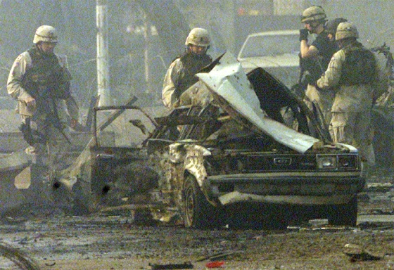 U.S. ARMY TROOPS SECURE SCENE OF BLAST OUTSIDE BAGHDAD HEADQUARTERS