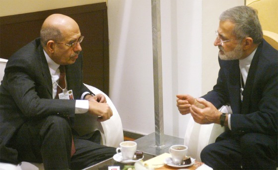IRAN'S FOREIGN MINISTER KHARAZZI MEETS IAEA-DIRECTOR GENERAL ELBARADEI AT THE WORLD ECONOMIC FORUM IN DAVOS