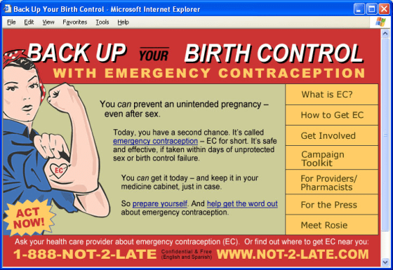 On-line awareness campaign ad sponsored by 100 medical and women's health advocacy groups.