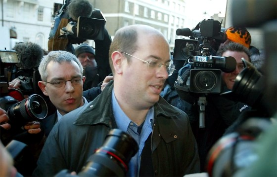 BBC TV reporter Andrew Gilligan arrives at the BBC headquarters in London on Wednesday. 