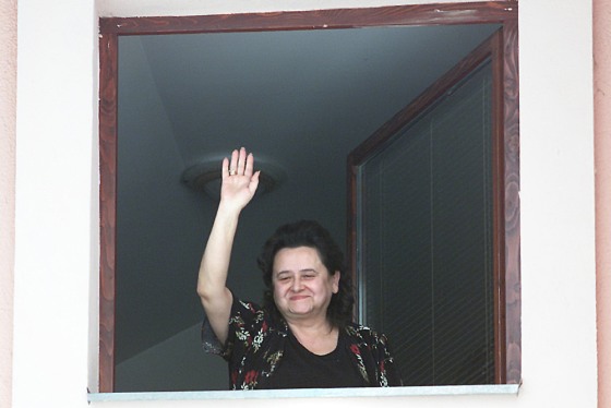 KARADZIC'S WIFE PROTESTS AT NATO RAID IN PALE