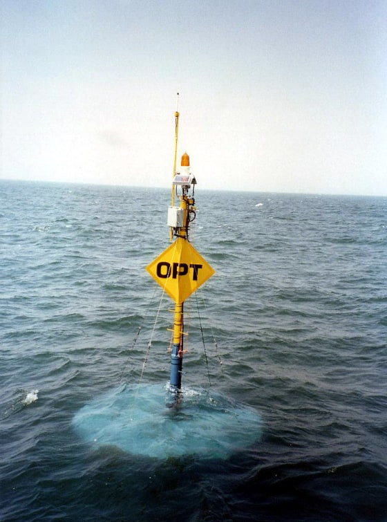 Ocean Power Technologies developed this "PowerBuoy," which generates electricity as it is rocked by swells and waves.