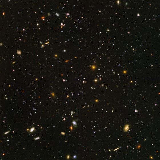 The Hubble Ultra Deep Field (HUDF) is a million-second-long exposure that reveals the first galaxies to have emerged from the so-called "dark ages" of the universe.