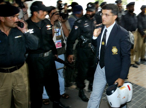 INDIA'S CAPTAIN SAURAV GANGULY ARRIVES AT A HOTEL IN LAHORE