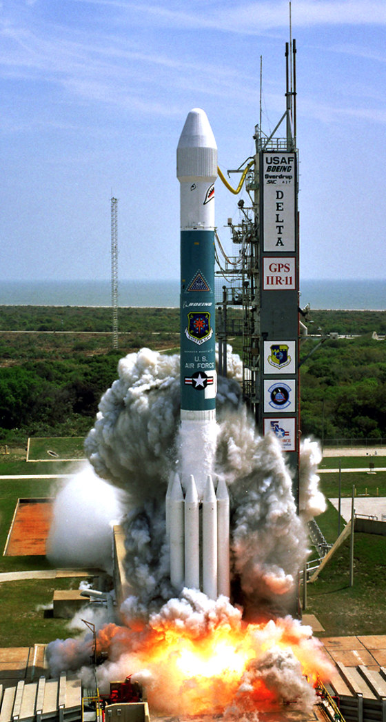 A Boeing Delta 2 rocket lifts off from Cape Canaveral on Saturday, sending a Global Positioning Satellite into orbit.