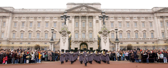 THE CHANGING OF THE GUARD AT BUCKINGHAM PALACE WHERE SPAIN'S NATIONAL ANTHEM WAS PLAYED IN MEMORY OF THE VICTIMS OF MADRID BOMBINGS