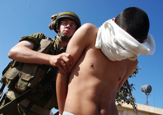 ARRESTED PALESTINIAN MAN IS TAKEN TO NAHAL OZ ARMY BASE