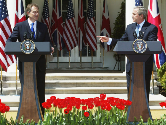 President Bush And British Prime Minister Blair Meet On Iraq