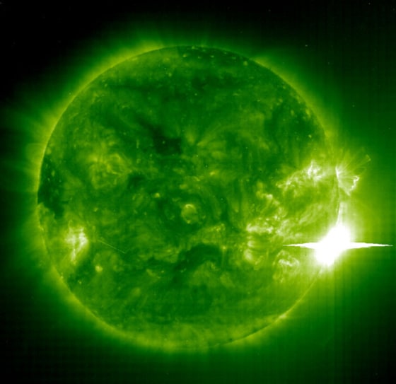The major solar flare that erupted on Nov. 4, 2003.