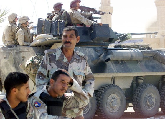 IRAQI TROOPS PREPARE FOR FIRST JOINT PATROL WITH U.S. MARINES IN FALLUJA