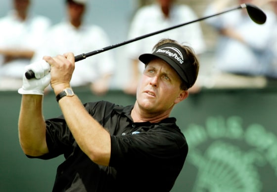 PHIL MICKELSON TEES OFF AT U.S. OPEN GOLF CHAMPIONSHIP AT SHINNECOCK HILLS GOLF CLUB