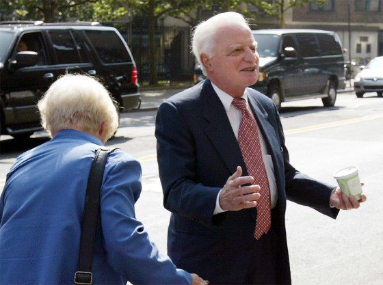 79-year-old Adelphia Communications founder John Rigas, right, was convicted of conspiracy, bank fraud and securities fraud Thursday.