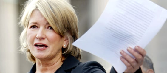 Martha Stewart reads a statement outside Manhattan federal court Friday after she was sentenced to five months in prison.