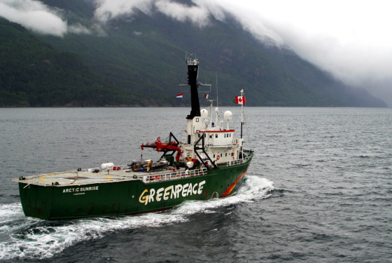 The Arctic Sunrise, a Greenpeace ship, is seen enroute to Alaska earlier this month.
