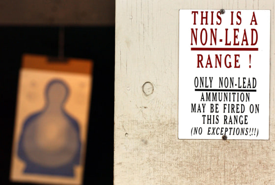 This sign greets users of the Federal Law Enforcement Training Center weapon range in Glynco, Ga. The center has adopted unleaded bullets at its four ranges.
