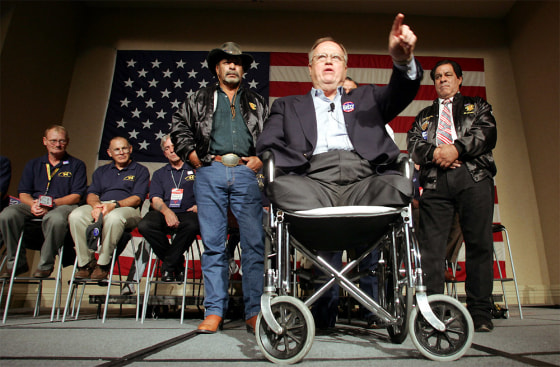 Former Senator Max Cleland speaks at Veterans Caucus in Boston