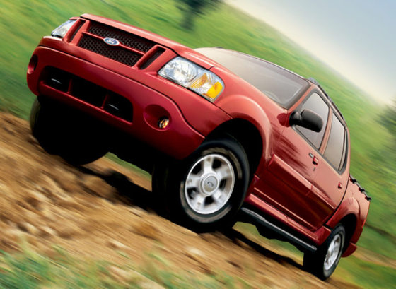 The 2004 Explorer Sport Trac XLT Premium, pictured in Red Fire Metallic. 