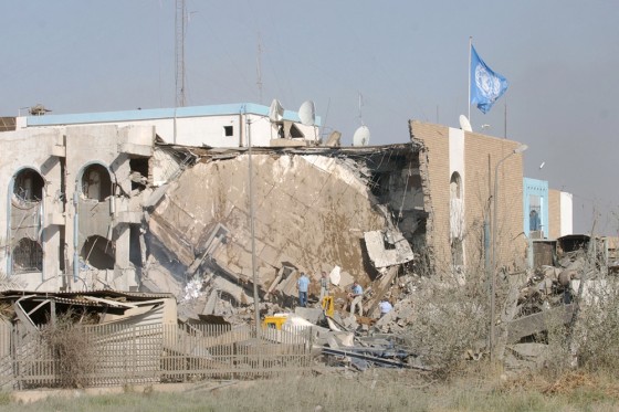 This Aug. 19, 2003, file photo shows the aftermath of the suicide truck bombing that devastated U.N. headquarters in Baghdad.