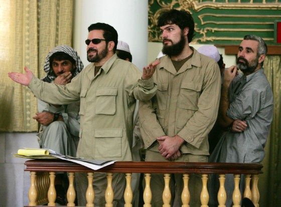 U.S. suspect Idema speaks during a hearing inside a courthouse in Kabul