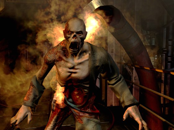 This image from the new video game Doom 3 shows one of an assortment of fiendish creatures players face.