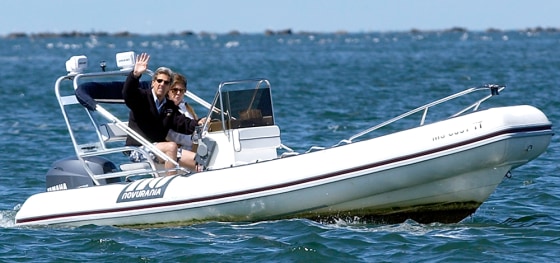Before releasing his sharp attack on Bush and Cheney, Kerry took a boat ride with his wife, Teresa Heinz Kerry, Nantucket, Mass.