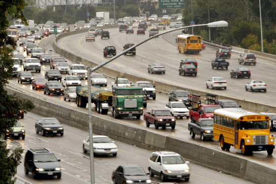 Typical backups in Los Angeles, which ranked worst in the annual Texas Transportation Institute study, include this intersection of Interstate 405 and U.S. 101 in the Sherman Oaks area.
