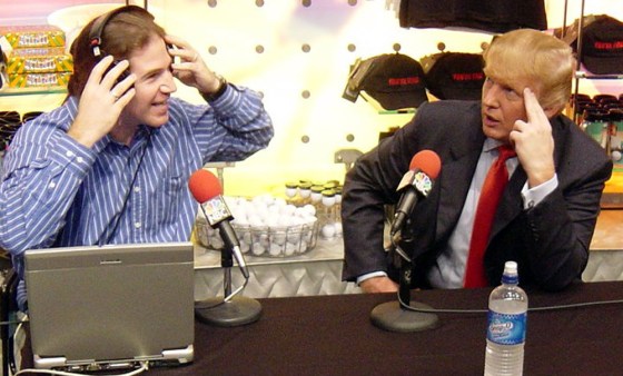 MSNBC.com chat producer Will Femia and billionaire Donald Trump at the NBC Experience Store in Rockefeller Center.