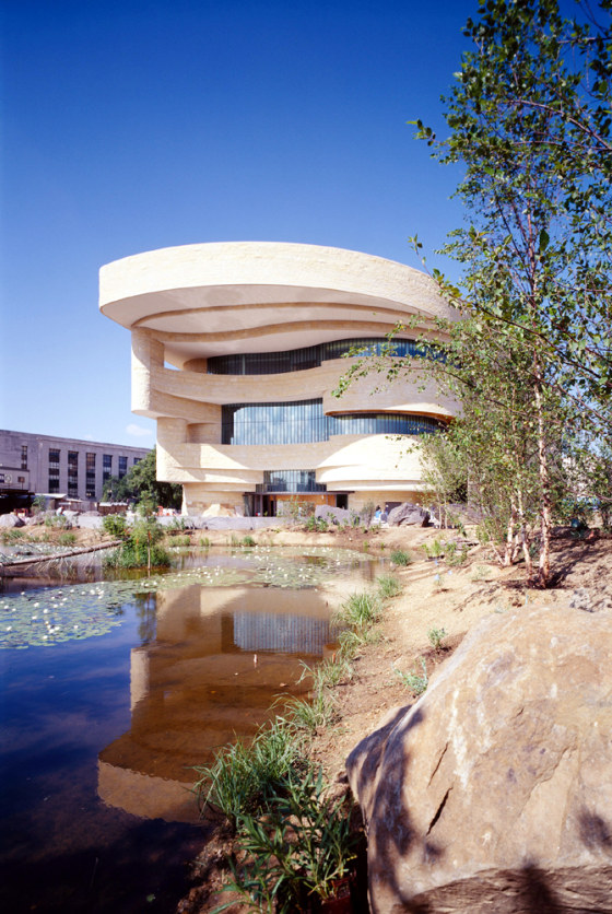 Exterior view of new American Indian museum in Washington