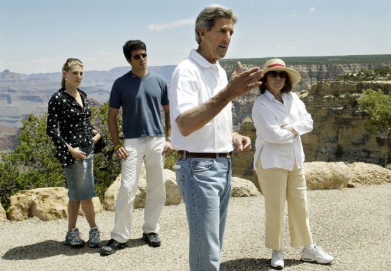 John Kerry speaks to members of media from South rim of Grand Canyon in Arizona