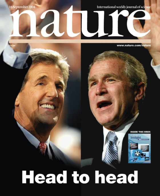 John Kerry and President Bush lay out their views on scientific controversies such as stem-cell research and nuclear-weapons research in a set of interviews published by the journal Nature.