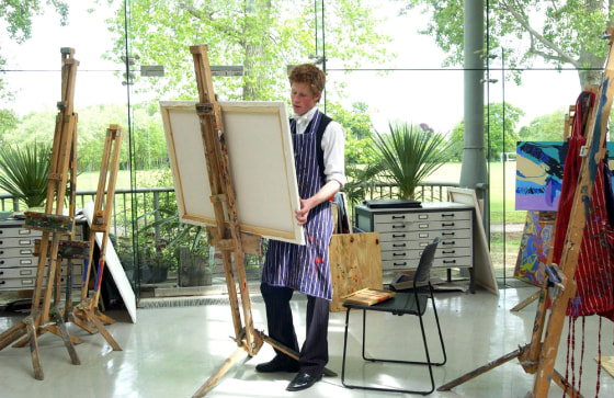 Prince Harry, the younger son of the Prince of Wales, in the Drawing School at work in the art room at Eton College on June 7, 2003.