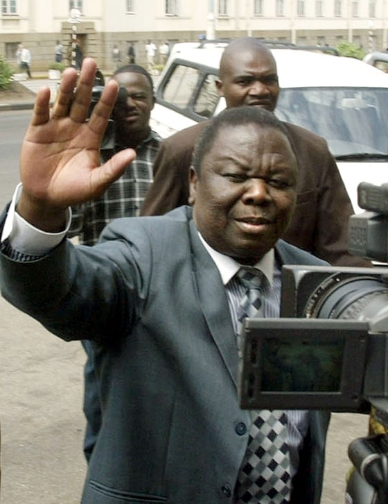 Zimbabwe's Movement For Democratic Change leader Morgan Tsvangirai enters the High Court for his treason trial in Harare on Friday.