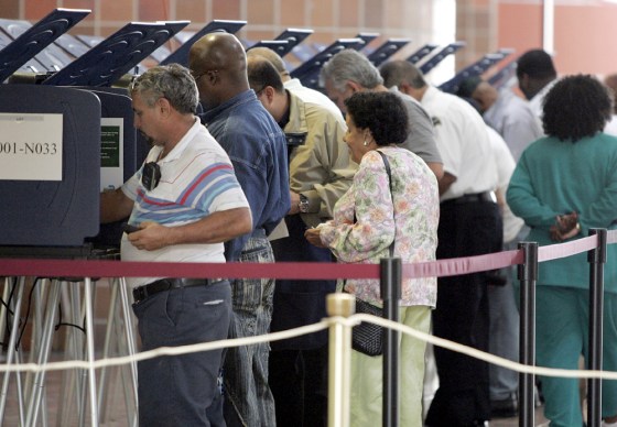 People cast their ballots during early elections in Miami, Florida