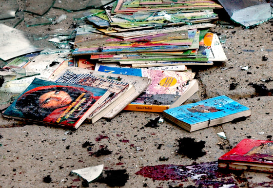 REMAINS AFTER EXPLOSION ARE SEEN AT THE EXPLOSION PLACE