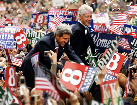 At a Philadelphia rally with Kerry, Clinton accused Repubicans of using scare tactics.