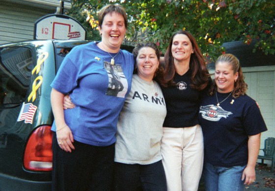 Friends, from left, Laura Robischeau, Jennifer Rowan, Dawn Cameron and Shona Emery of New Hampshire all have husbands who are serving in the military overseas.