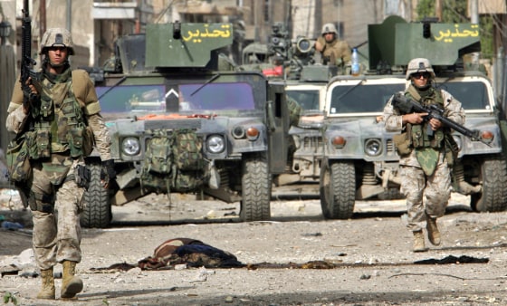 Marines of the 1st Division found a body which they believe to be a western woman, in the western part of Fallujah, Iraq, Sunday.
