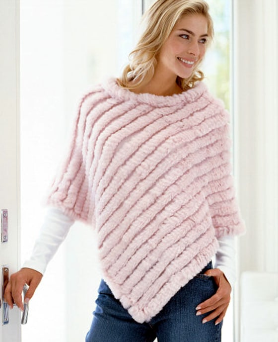 "The poncho is back," announces one holiday sales pitch from J.C. Penney. Their new take features cables made from rabbit fur.