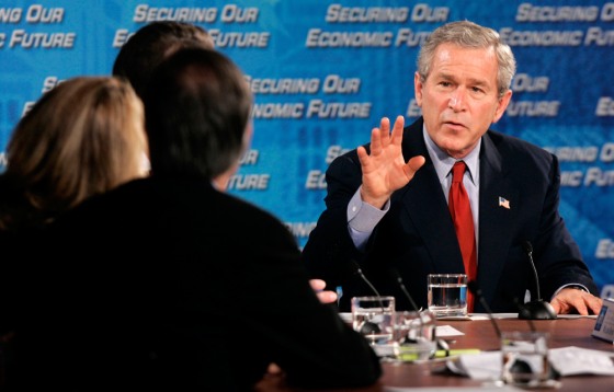 President George W. Bush speaks at the White House Conference on the Economy
