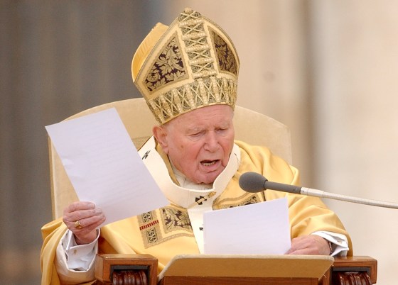 Pope John Paul II delivers his Christmas message in St. Peter's Square at the Vatican Saturday.