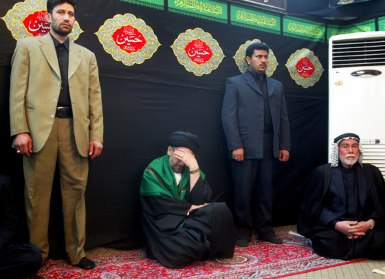 Iraqi Shi'ite leader weeps after hearing election results in Baghdad