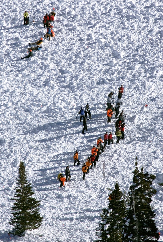 Rescue workers searched for bodies trapped under 30 feet of snow over the weekend in Utah’s Wasatch Mountains.