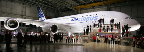 Planemaker Airbus unveils their new Airbus A380 double-decker in Toulouse