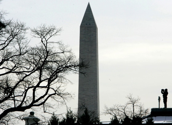 Security looks through binoculars from roof of White House during US President Bushs inauguration